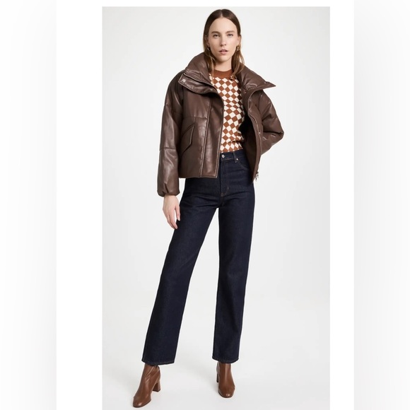 Pistola Denim Donovan Faux‎ Leather Puffer Brown Jacket - Picture 16 of 16